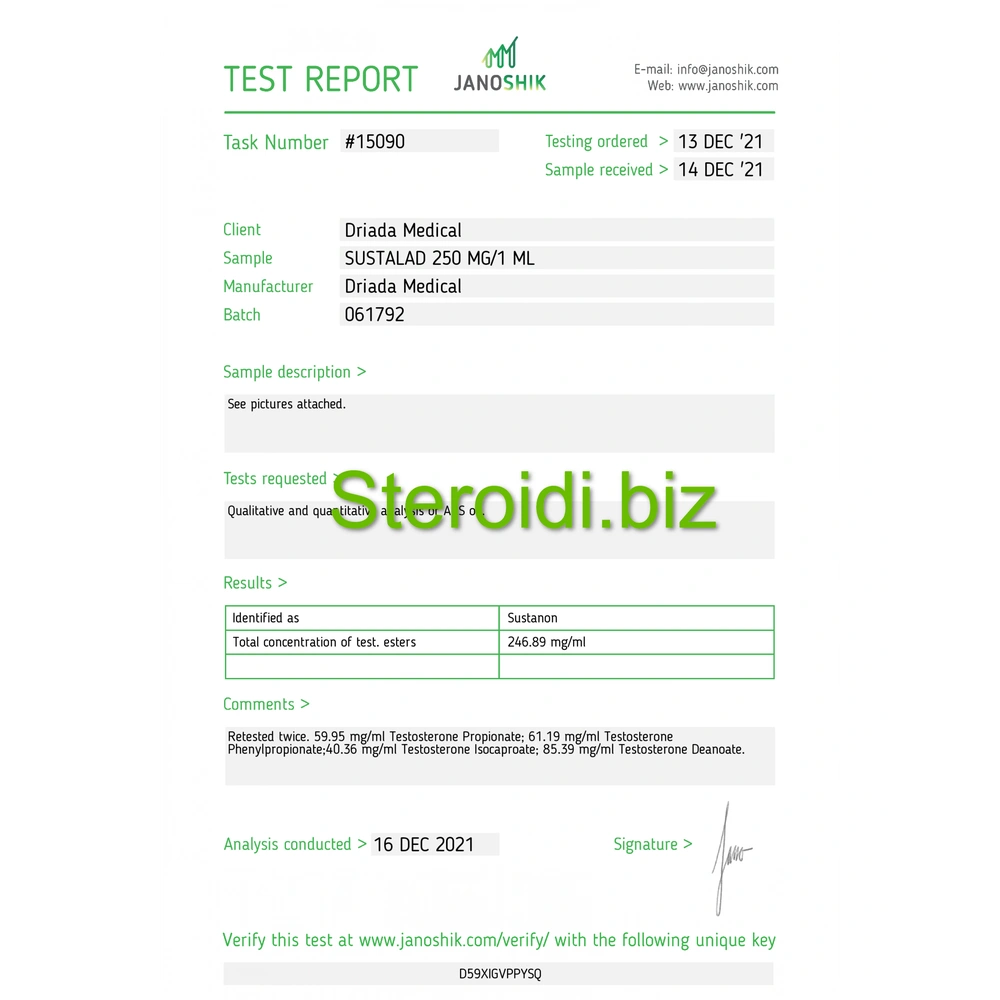 DRIADA MEDICAL - Sustalad 250 mg/ml (Sustanon) 10ml Vials